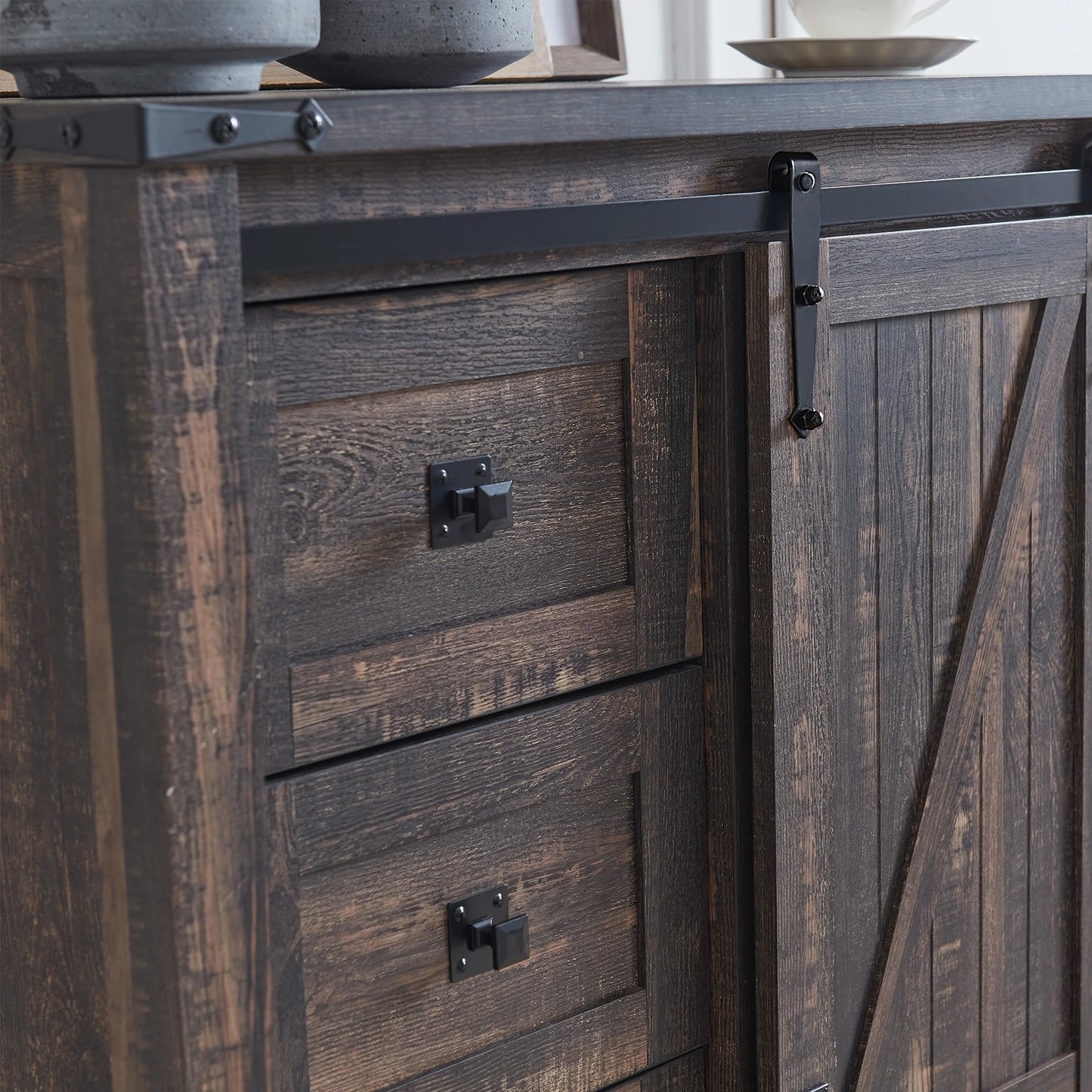 Modern Minimalist 5-Drawer Dresser w/ Adjustable Tier-3 Shelf