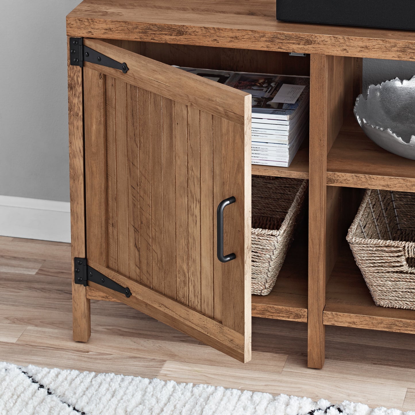 64" Stylish Modern Rustic Weathered Oak
