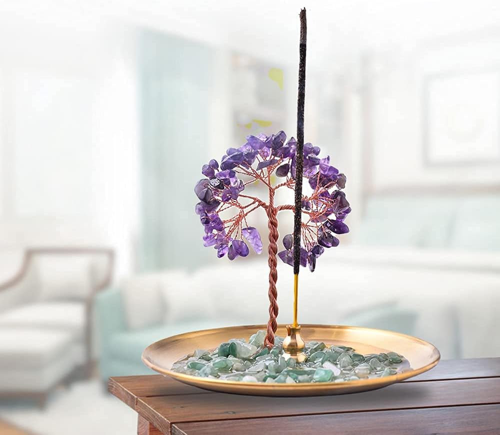 Purple Healing Money Tree Gemstone Incense Holder