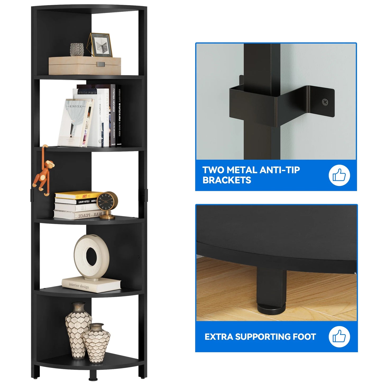 6-Tier Zigzag Design Modern Corner Shelf