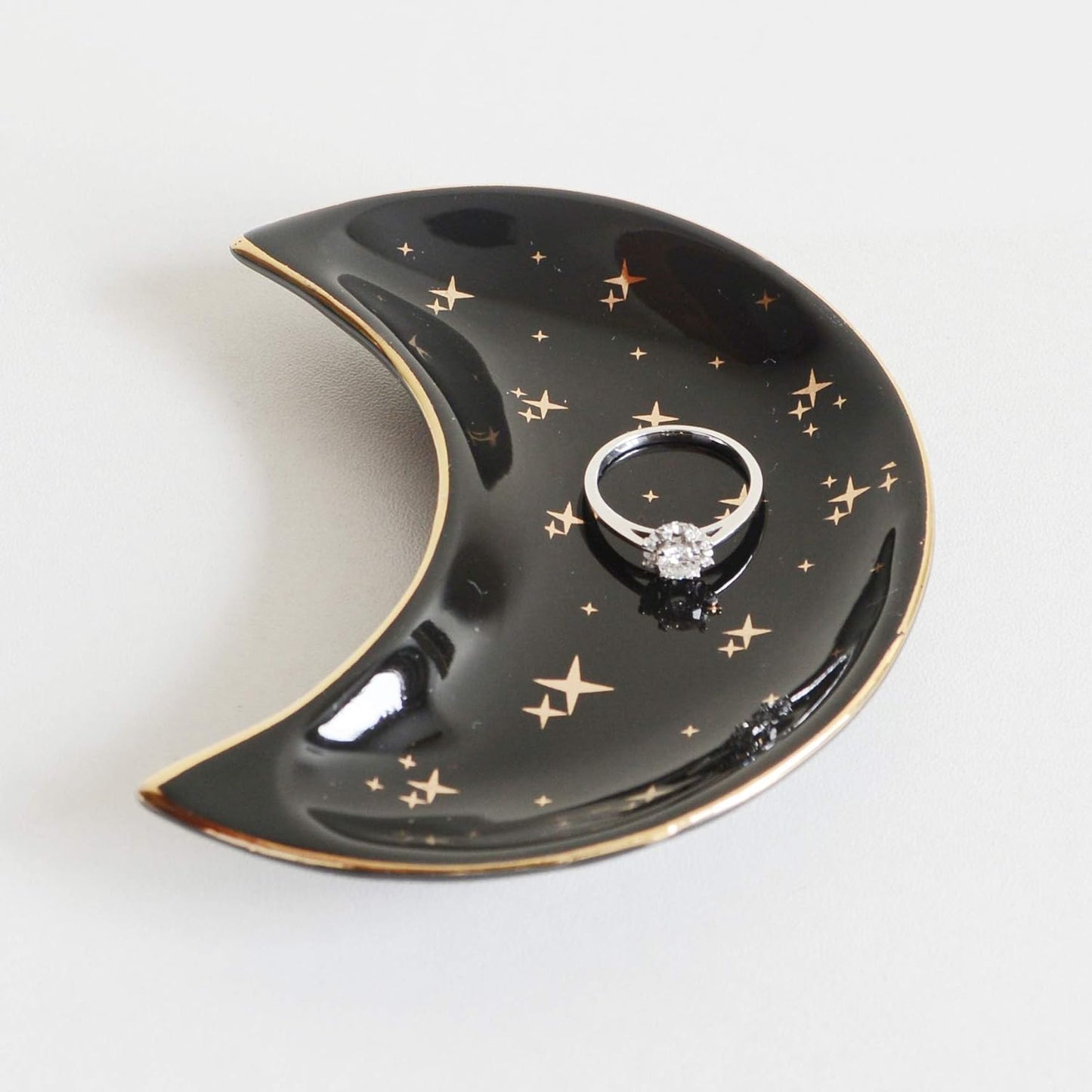 Decorative Ceramic Black Moon Jewelry Dish Tray