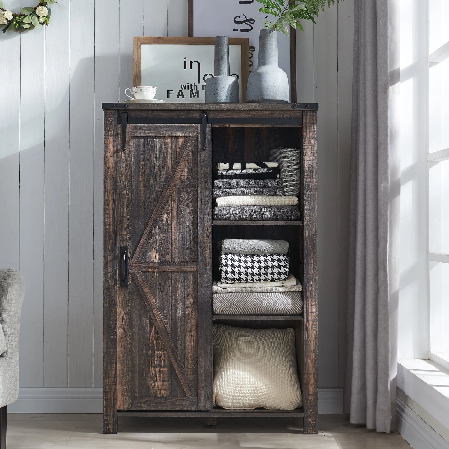 Modern Minimalist 5-Drawer Dresser w/ Adjustable Tier-3 Shelf