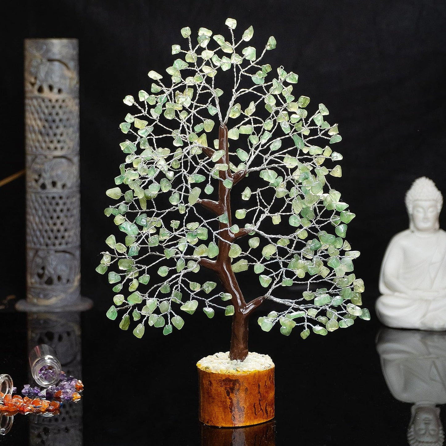 Handmade Green Jade Crystal Tree of Life