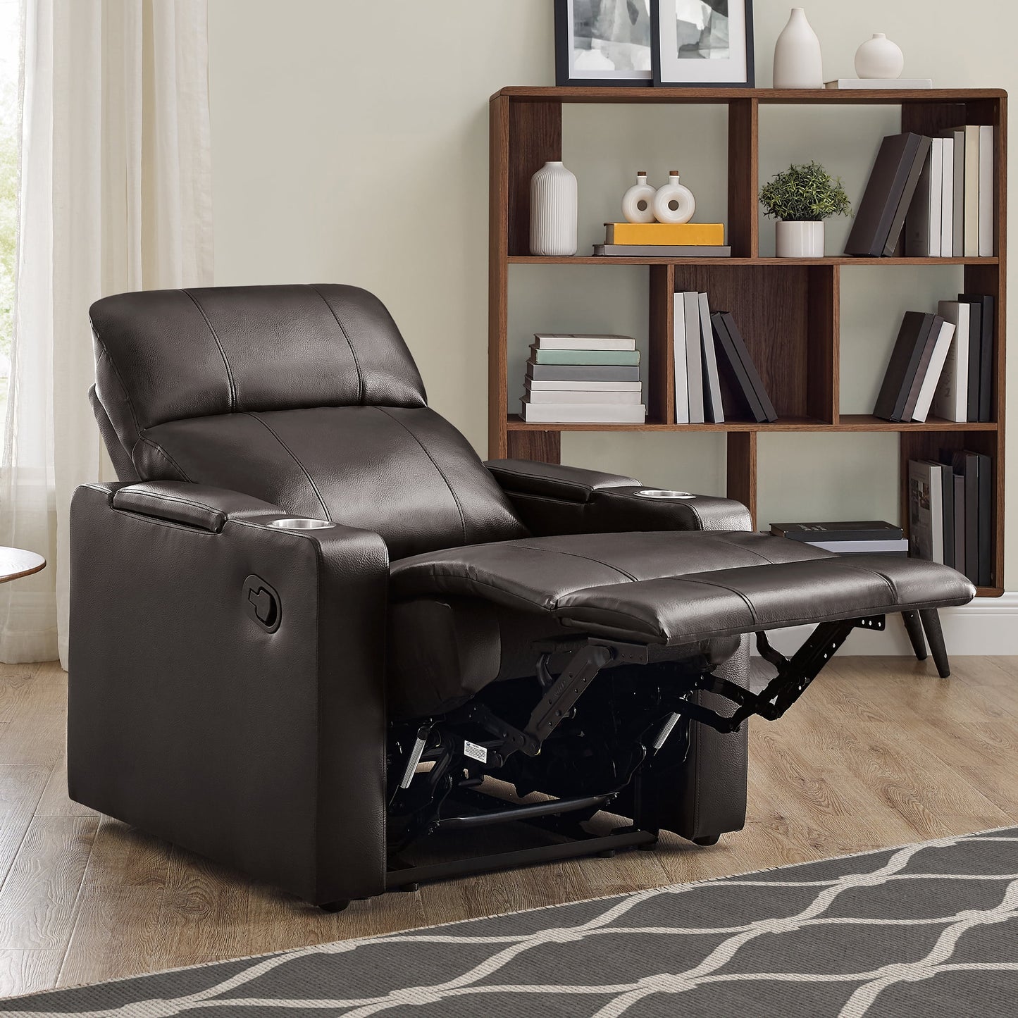 Home Theater Recliner Faux Leather w/ USB Charging Ports