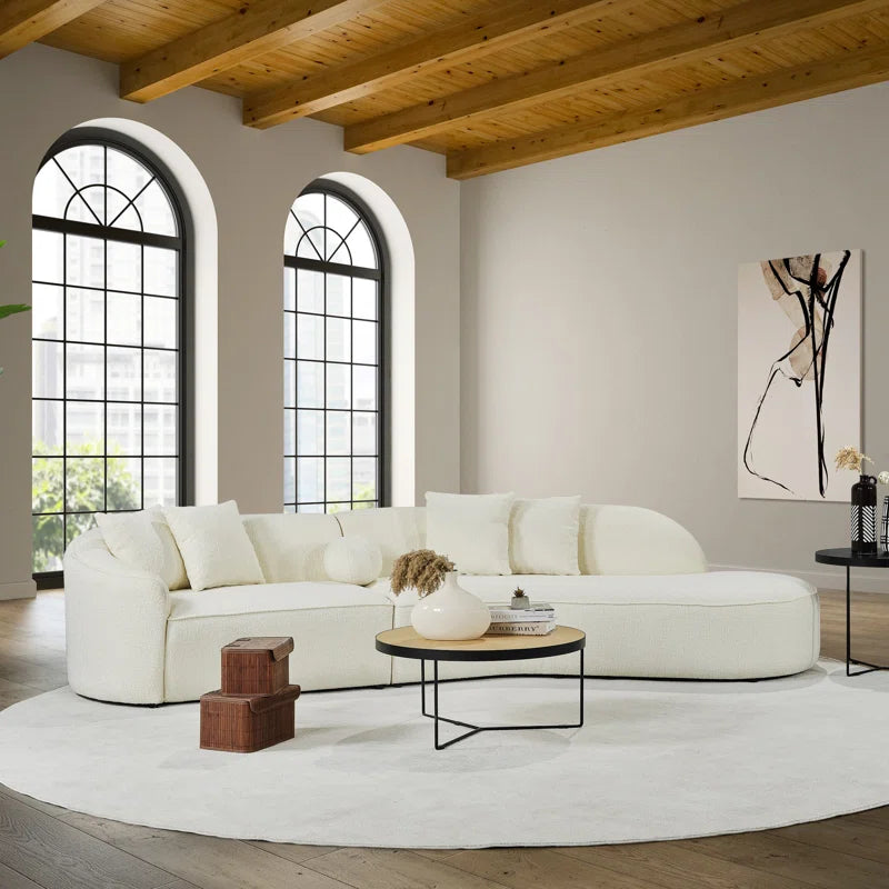 133" Japandi Style Luxury Modern Curvy Sectional Couch