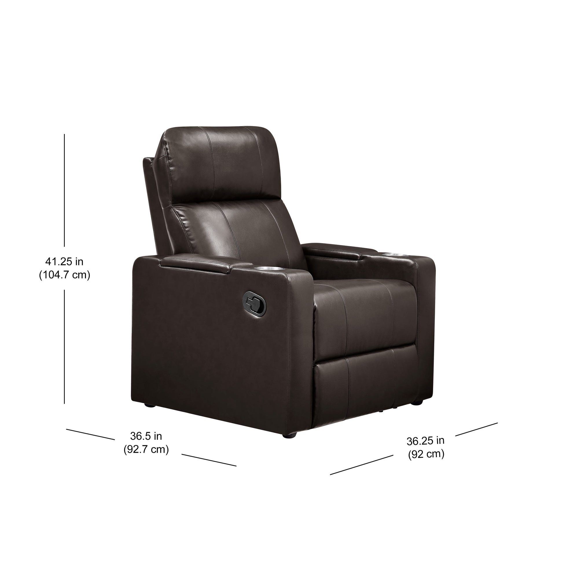 Home Theater Recliner Faux Leather w/ USB Charging Ports