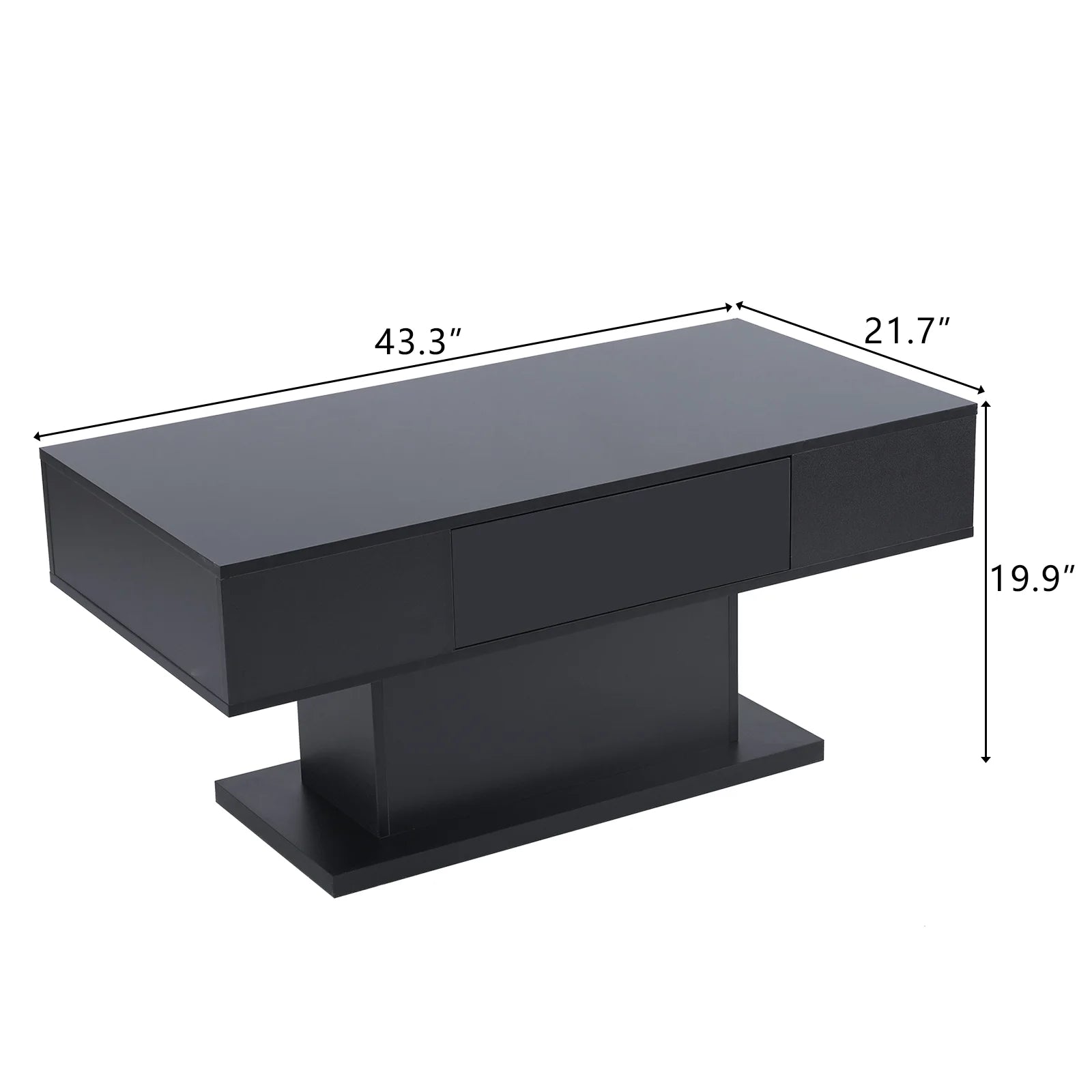 43" High Gloss Coffee Table w/ LED + Drawer