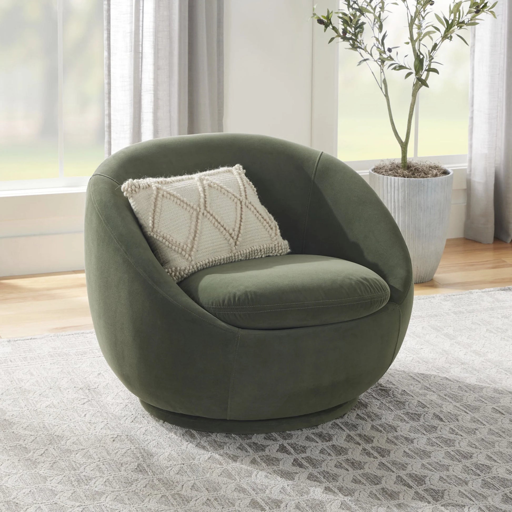 Luxury Style Living Olive Swivel Single Couch