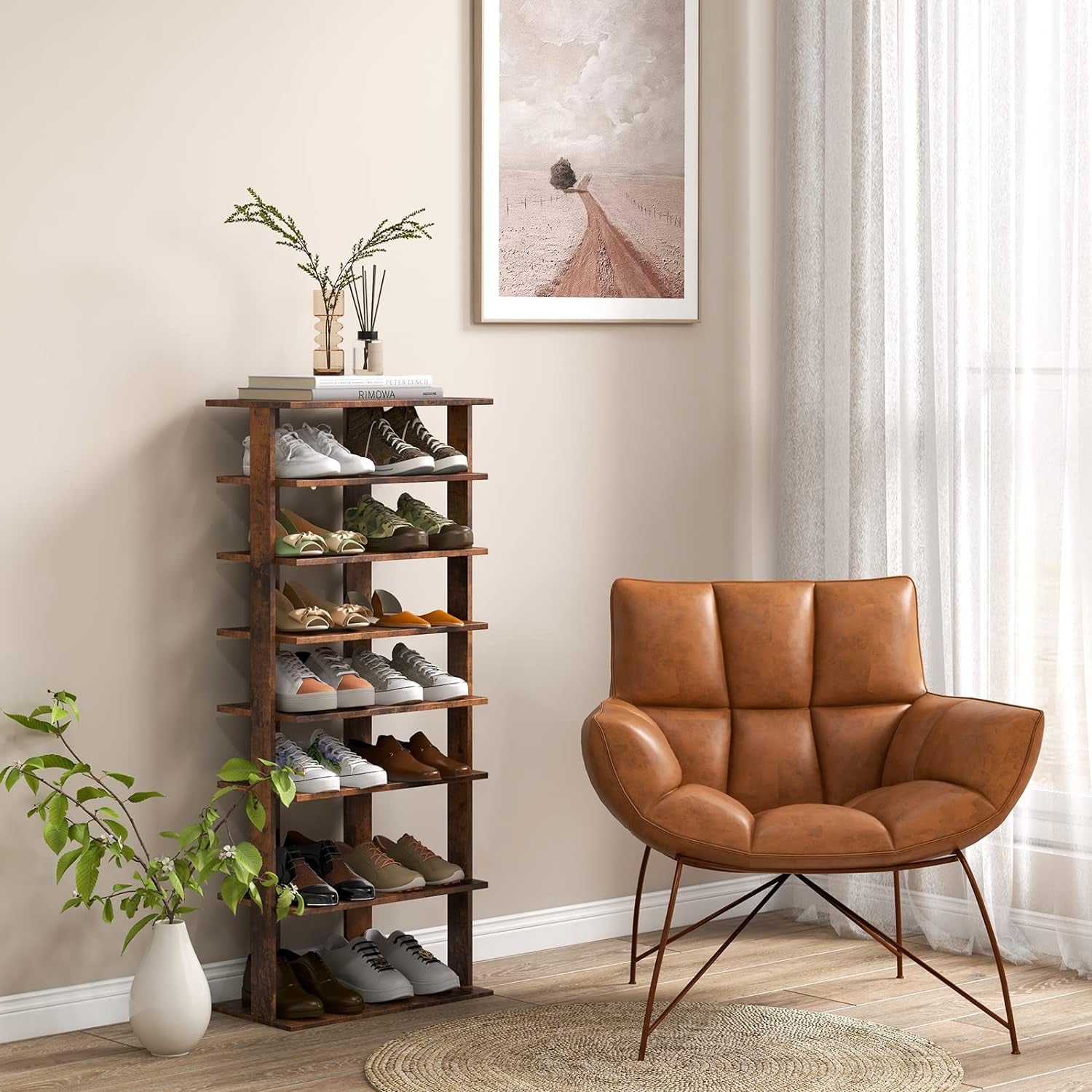 8-Tier Modern Style Vertical Entry Shoe Rack