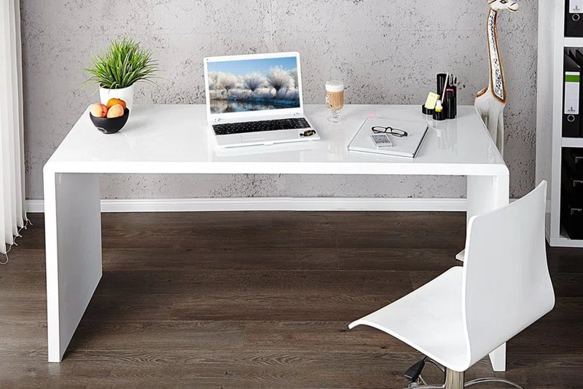 47" Stylish Modern High Gloss White Desk