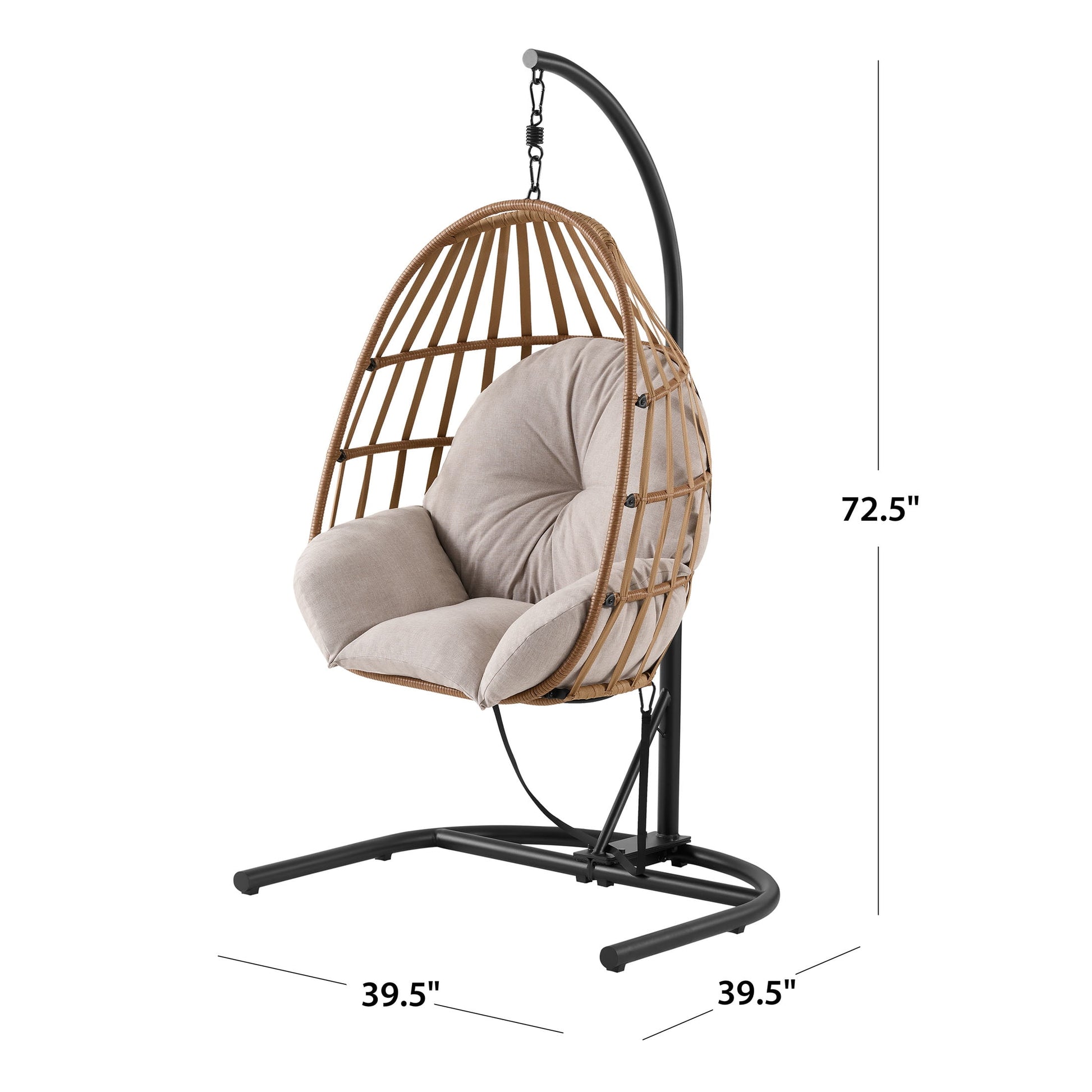 39" High-End Single Hanging Basket Chair w/ Cushion