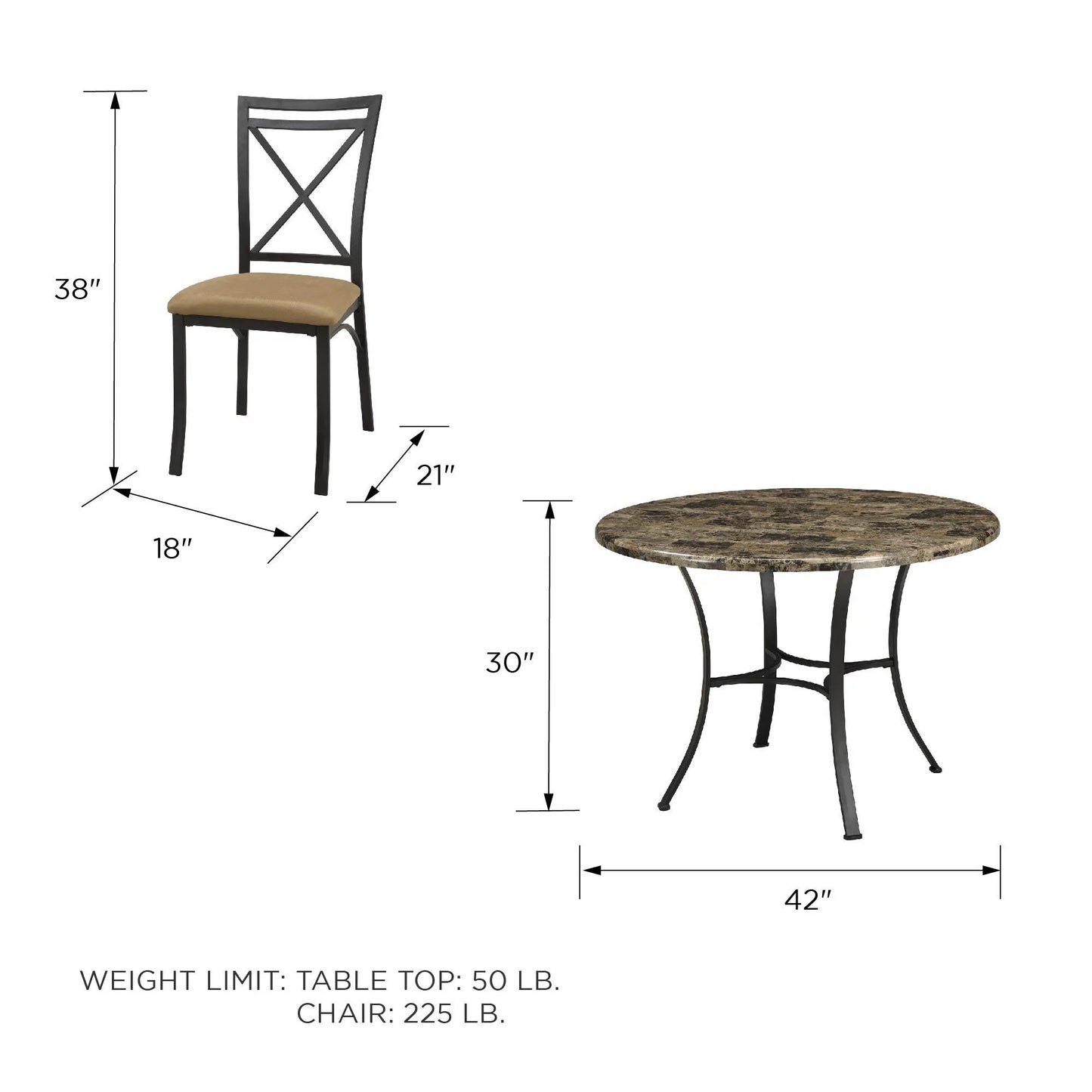 5-Piece Faux Marble Dining Set