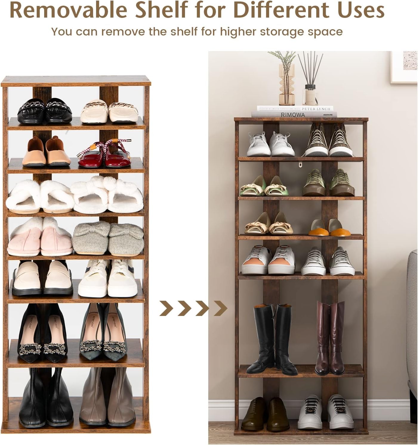 8-Tier Modern Style Vertical Entry Shoe Rack