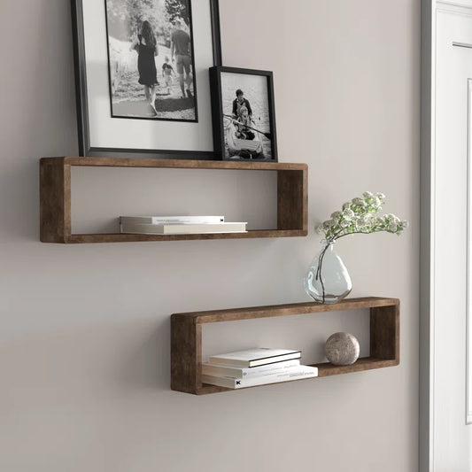 2-Piece Modern Style Solid Wood Floating Shelf