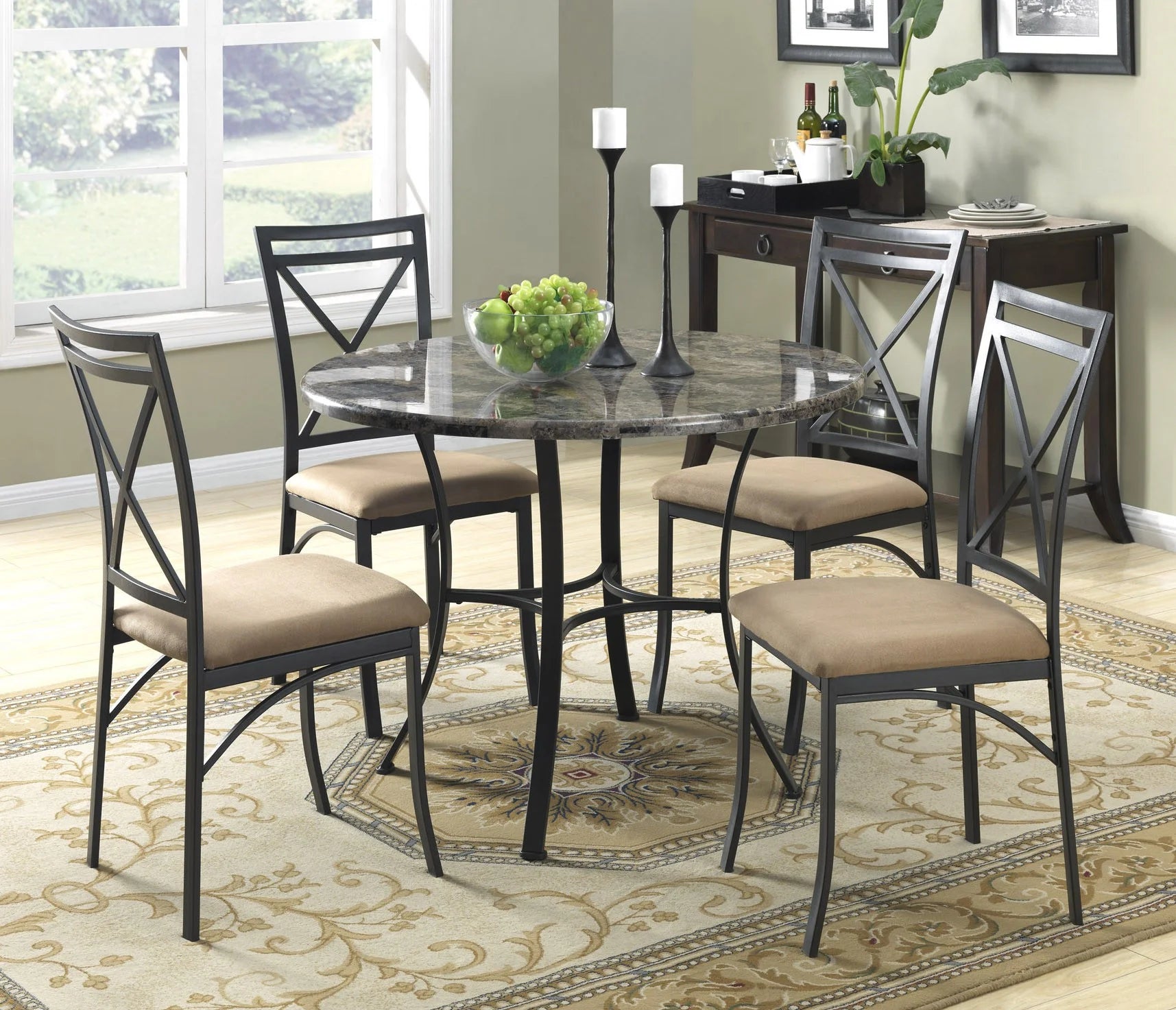 5-Piece Faux Marble Dining Set