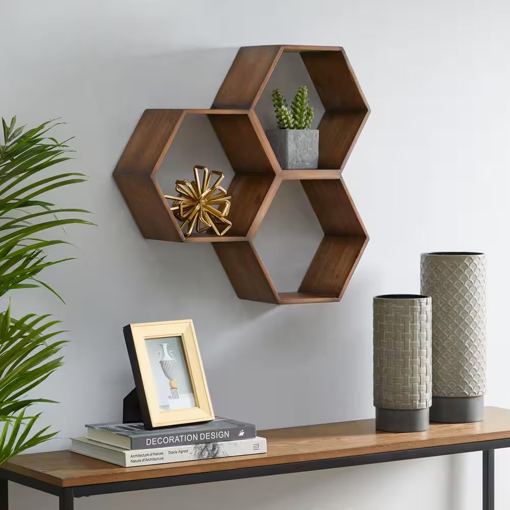 Modern Style Hexagon Floating Shelf 