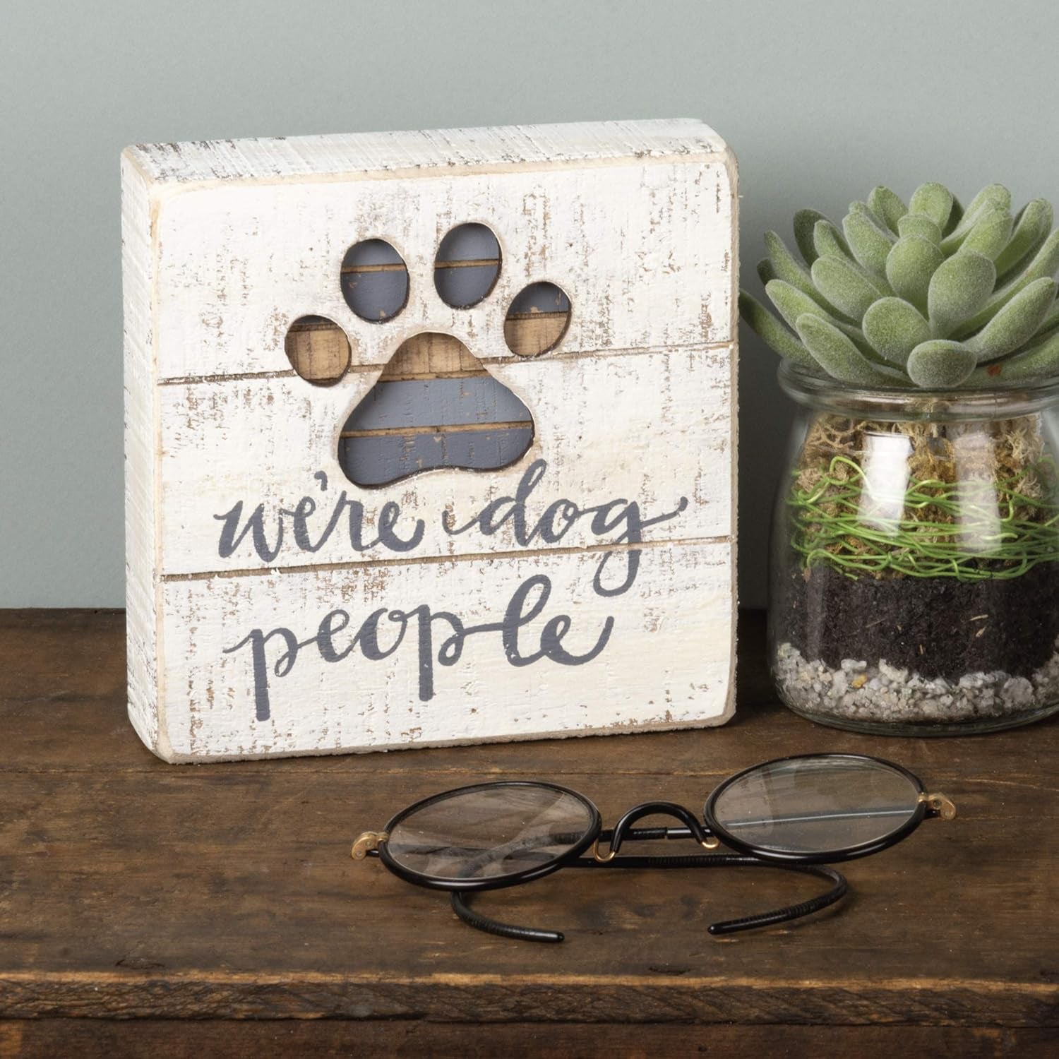 Hand-Lettered Slat Box Sign - We'Re Dog People