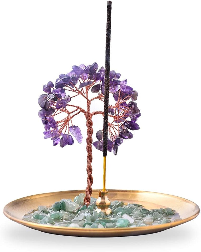 Purple Healing Money Tree Gemstone Incense Holder