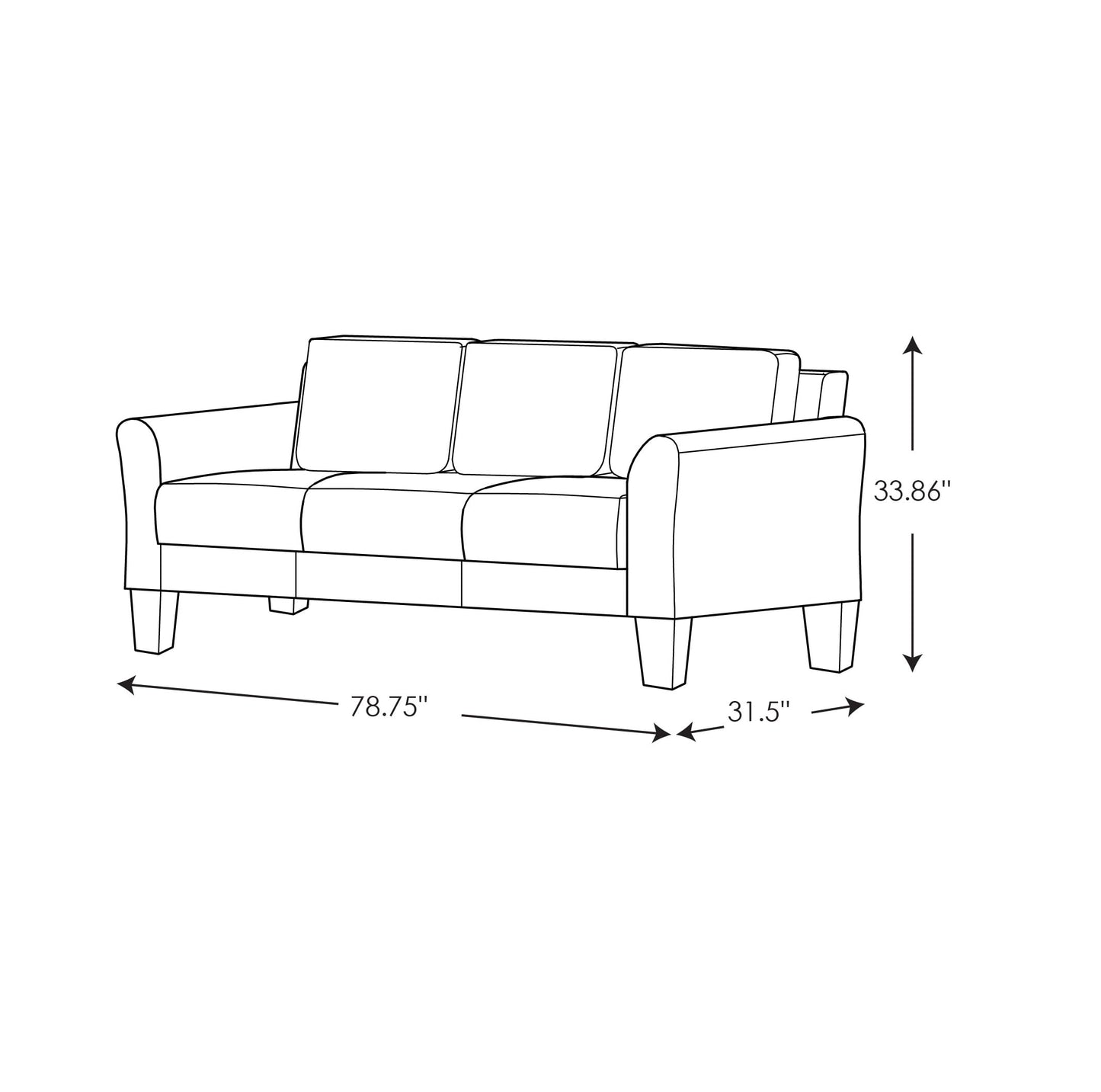 78" 3-Seat Modern Classy Foam Sofa