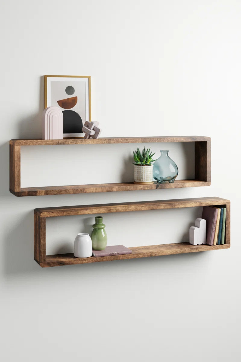 2-Piece Modern Style Solid Wood Floating Shelf