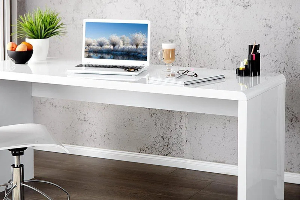 47" Stylish Modern High Gloss White Desk