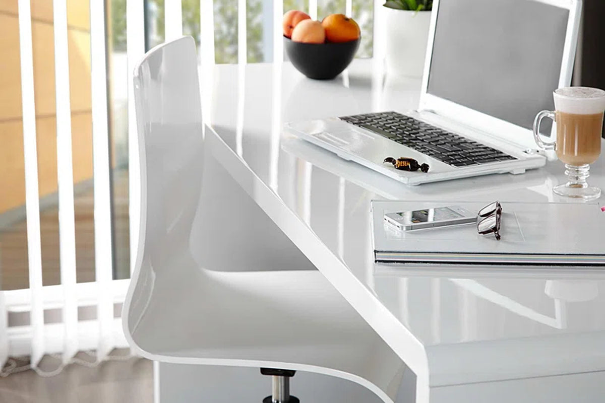 47" Stylish Modern High Gloss White Desk