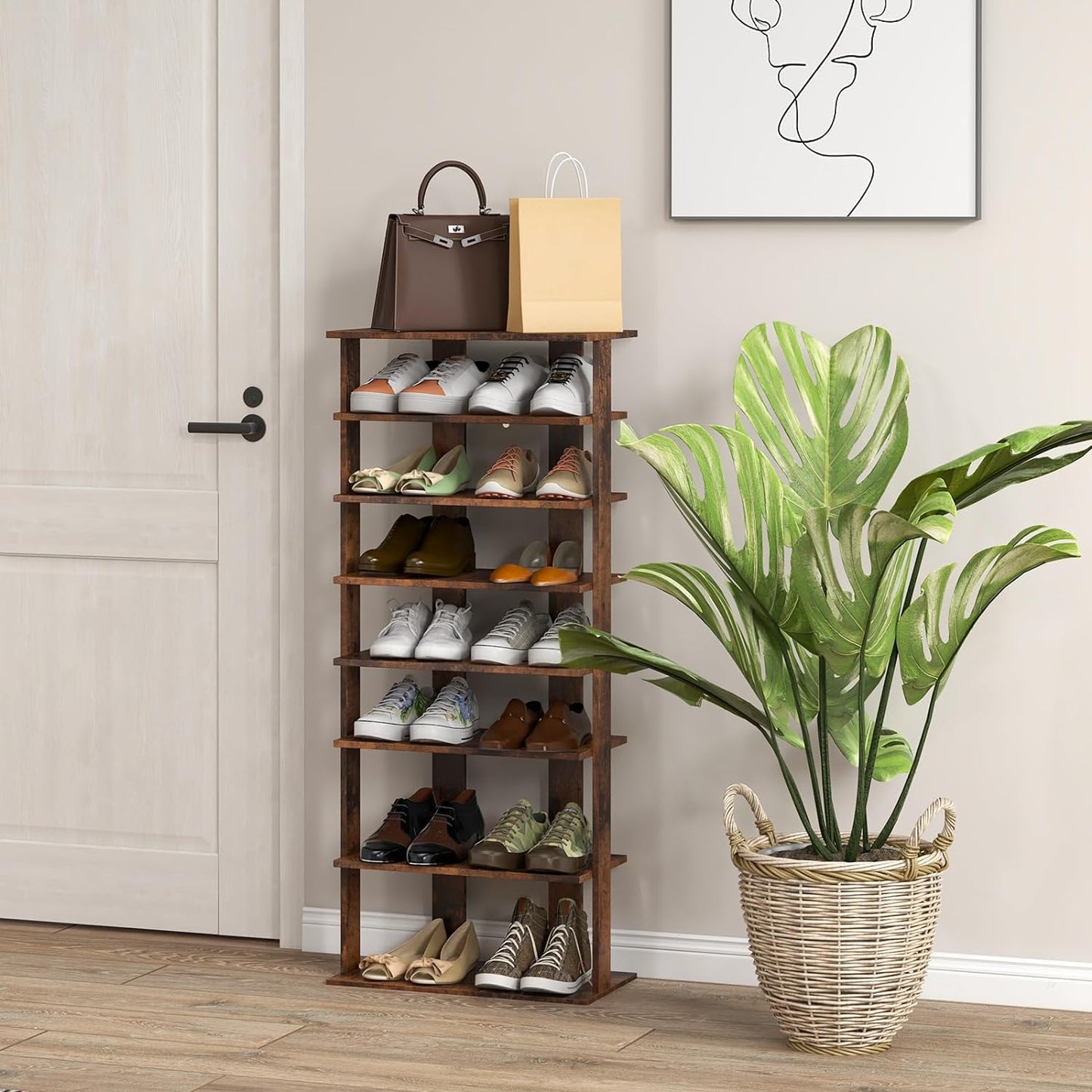 8-Tier Modern Style Vertical Entry Shoe Rack