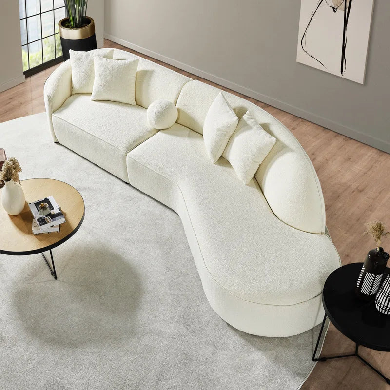 133" Japandi Style Luxury Modern Curvy Sectional Couch