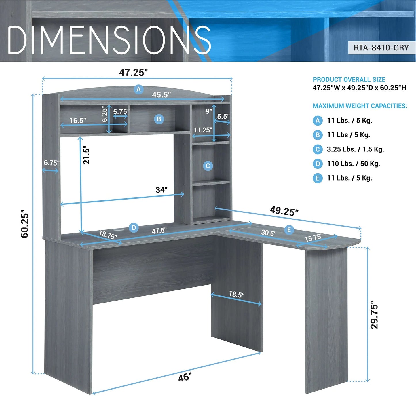 Modern Versatile Minimalist L-Shaped Desk with Hutch