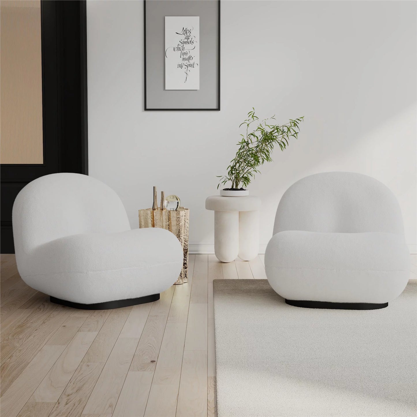 Minimalist Sophisticated Swivel Boucle Fabric Chair