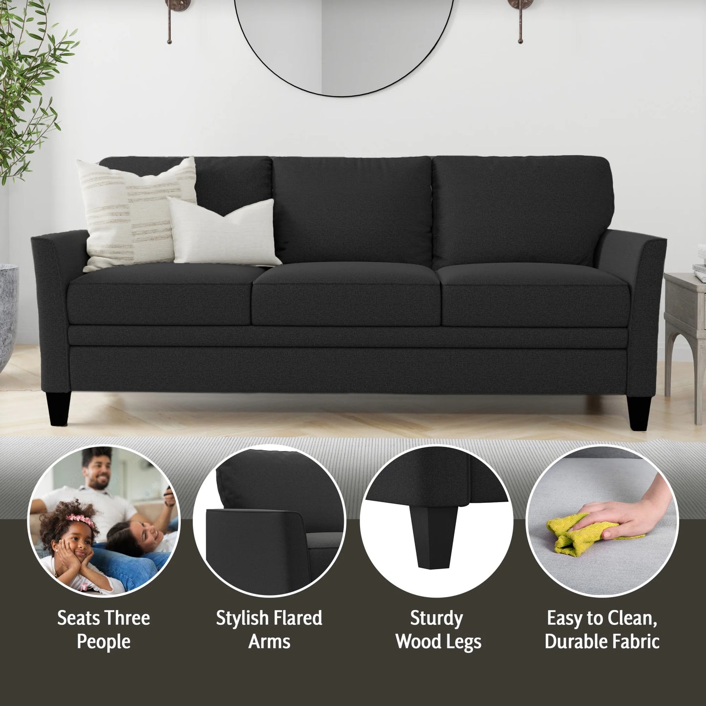 81" 3-Seat Classic Modern Stylish Sofa