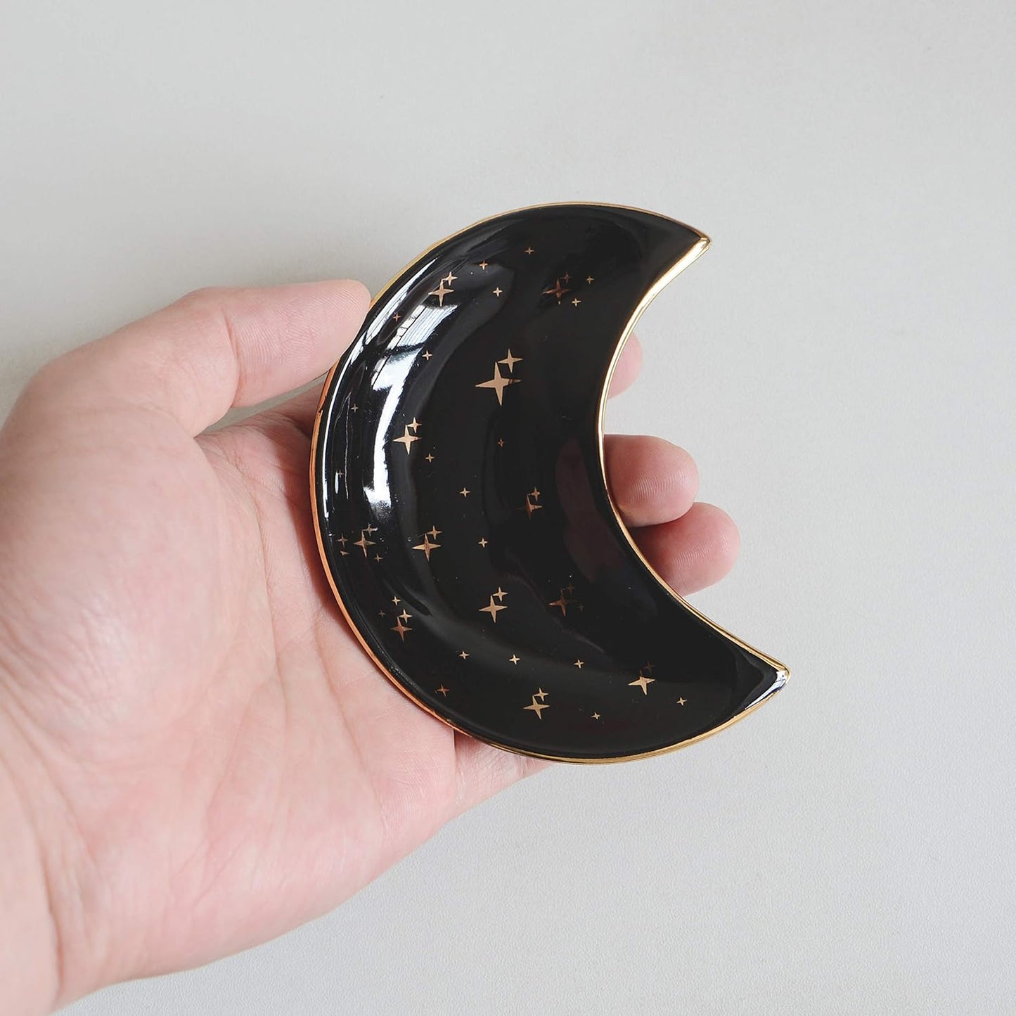 Decorative Ceramic Black Moon Jewelry Dish Tray 