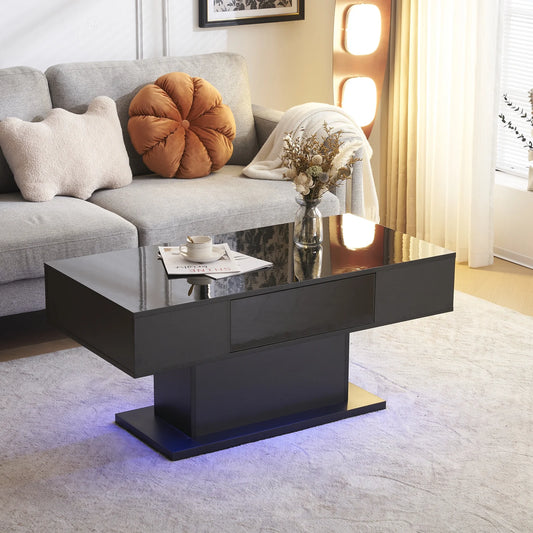 43" High Gloss Coffee Table w/ LED + Drawer