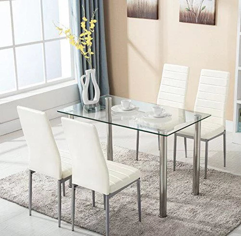 5-Piece High-End Style Glass Dining Table Set