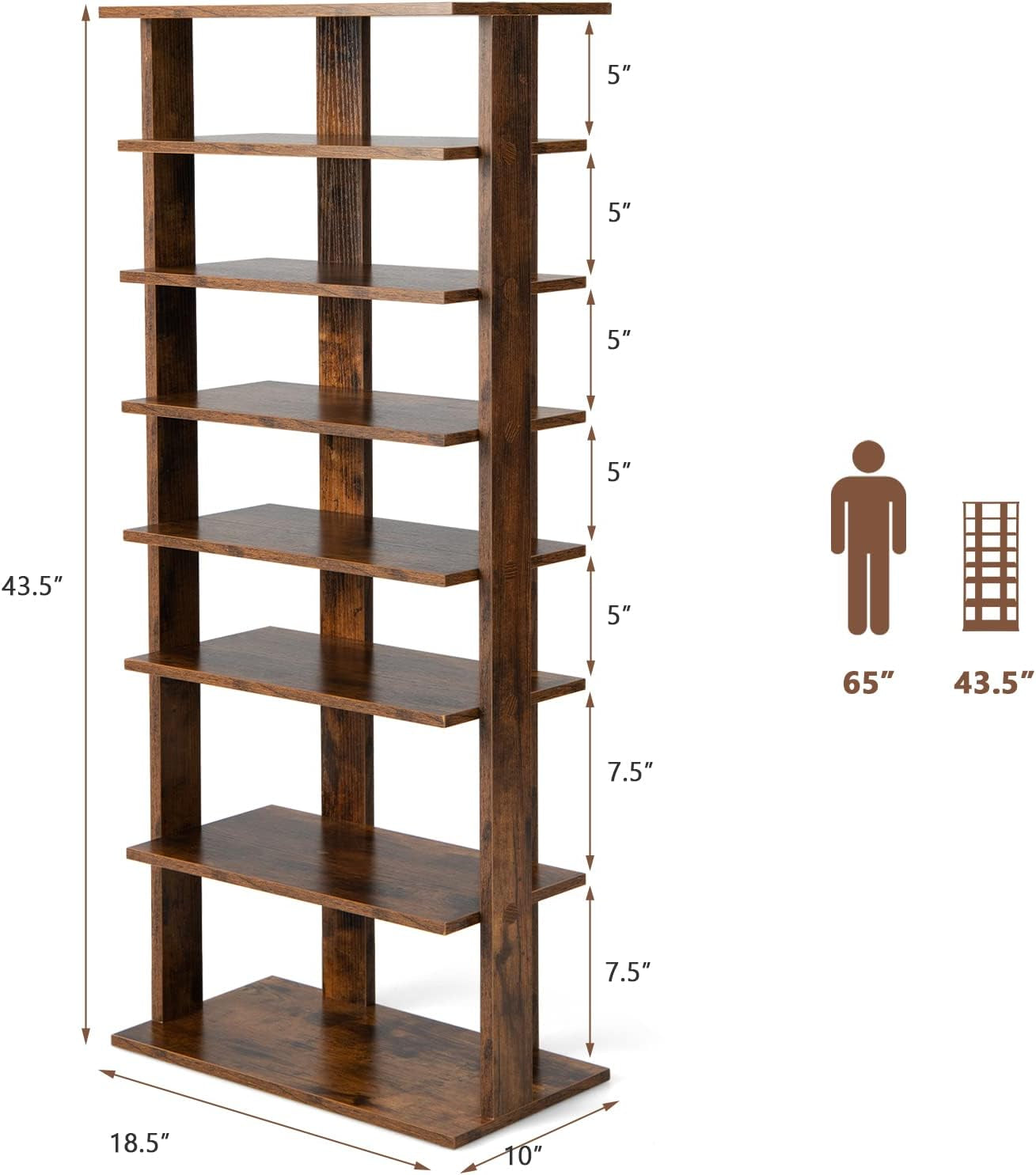 8-Tier Modern Style Vertical Entry Shoe Rack