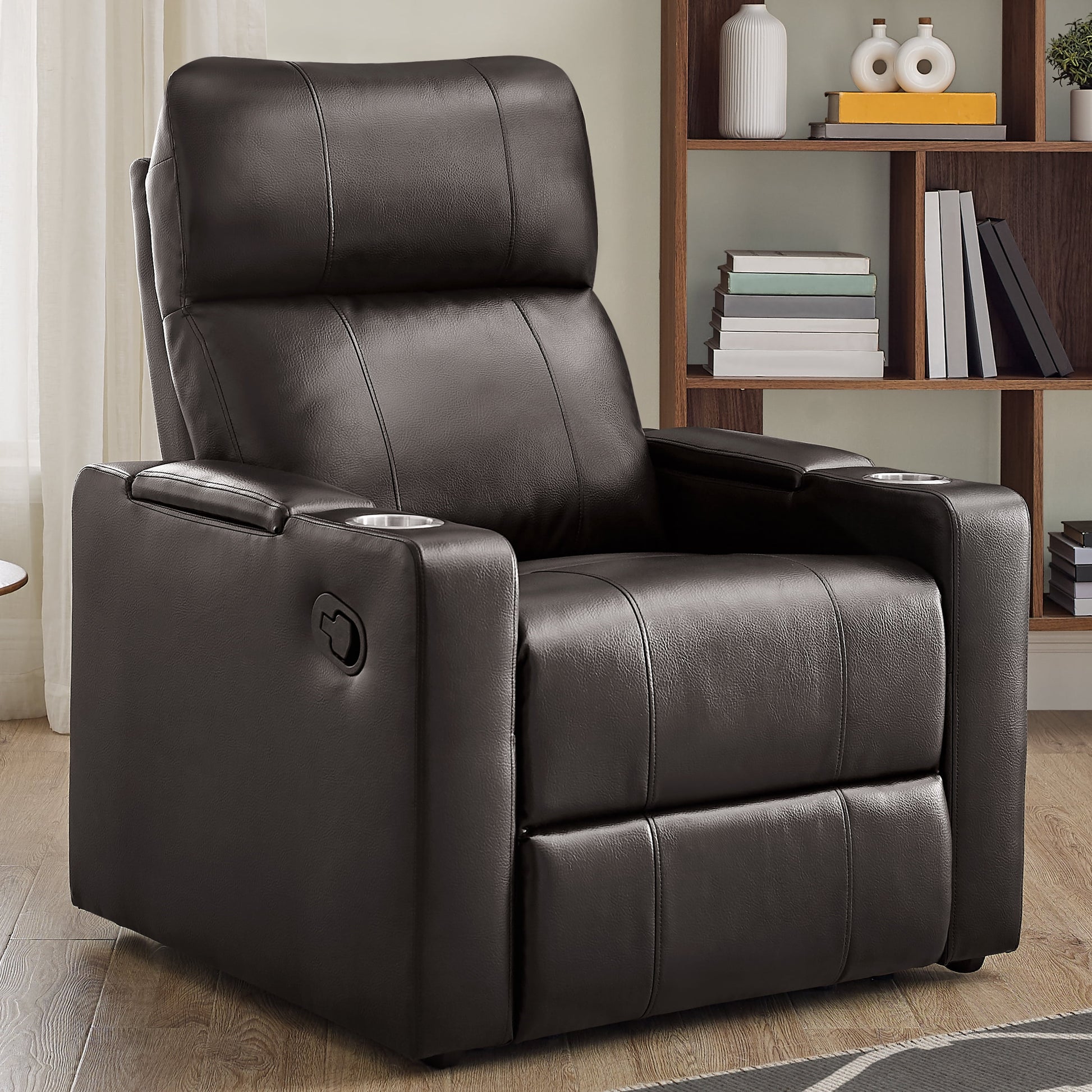 Home Theater Recliner Faux Leather w/ USB Charging Ports