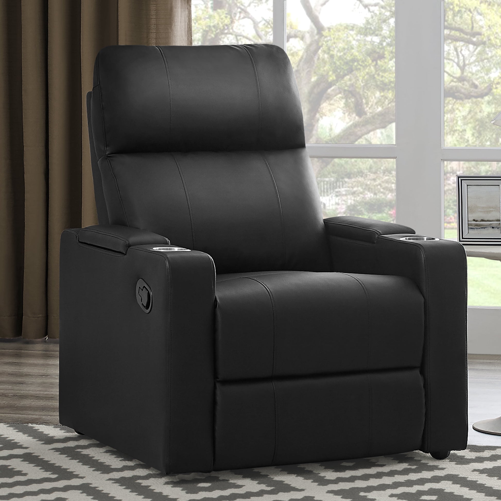 Home Theater Recliner Faux Leather w/ USB Charging Ports