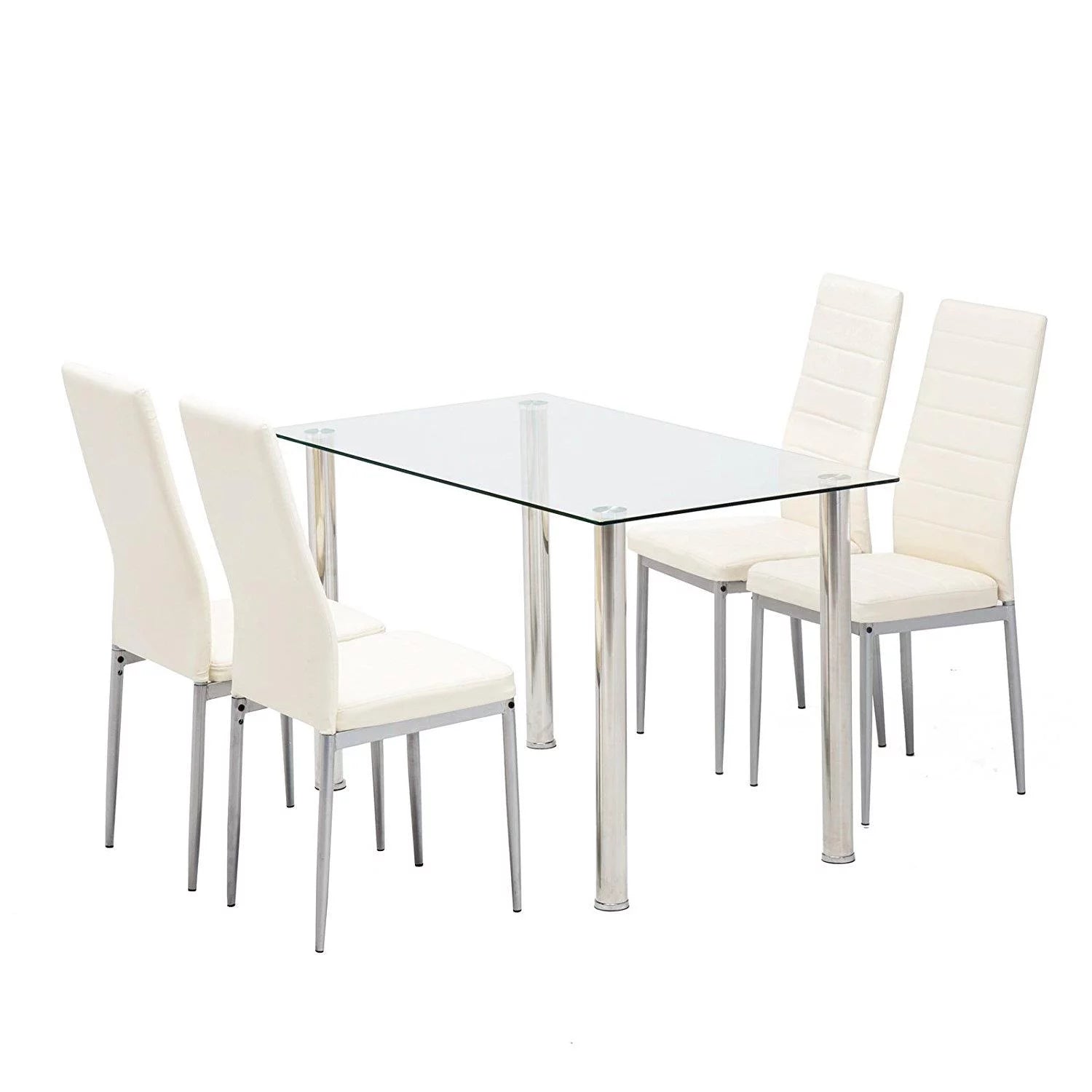 5-Piece High-End Style Glass Dining Table Set