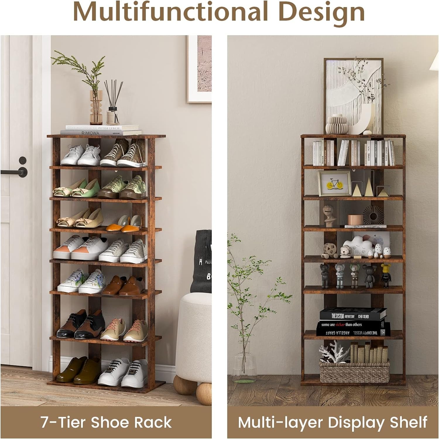 8-Tier Modern Style Vertical Entry Shoe Rack