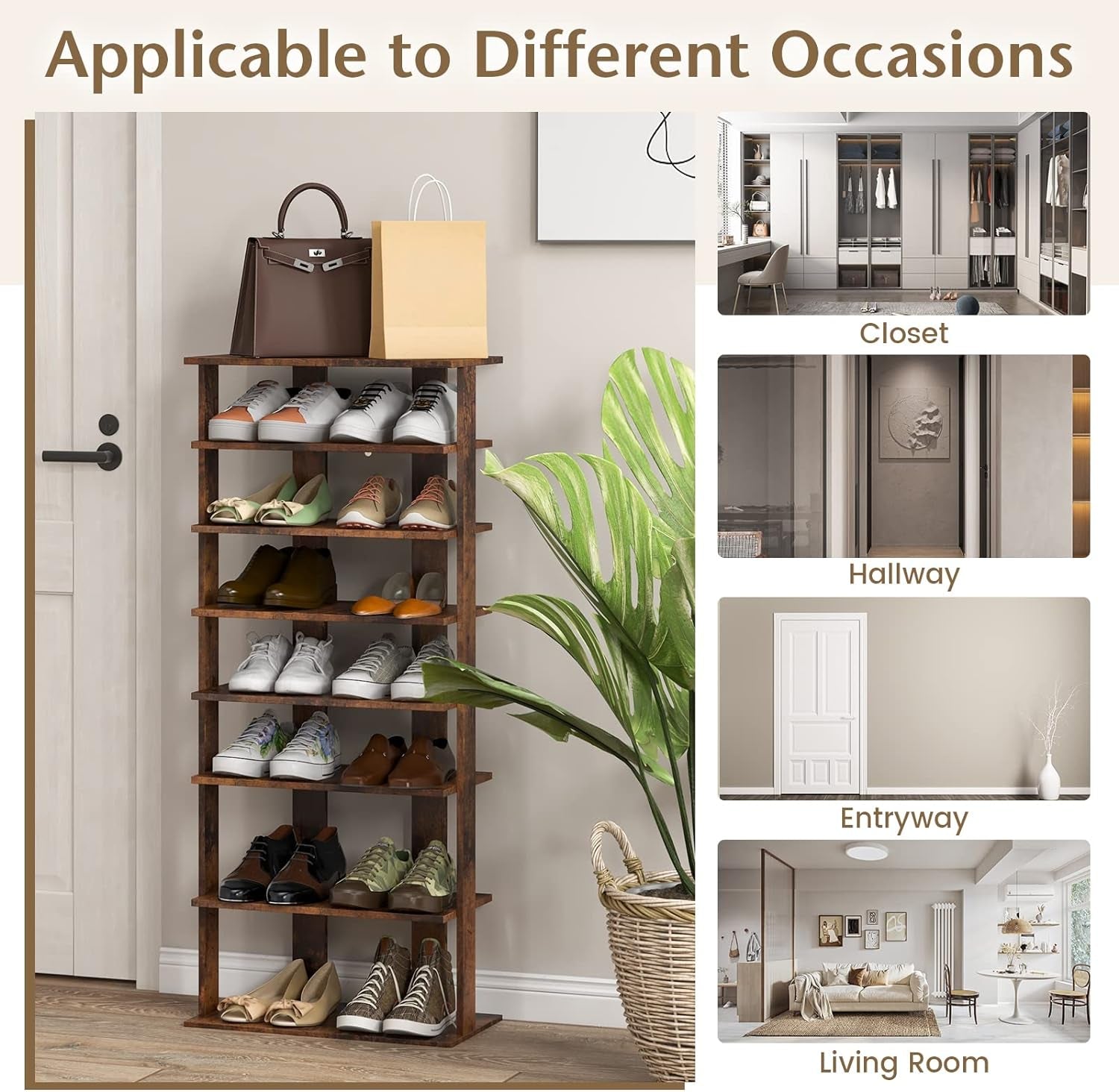 8-Tier Modern Style Vertical Entry Shoe Rack