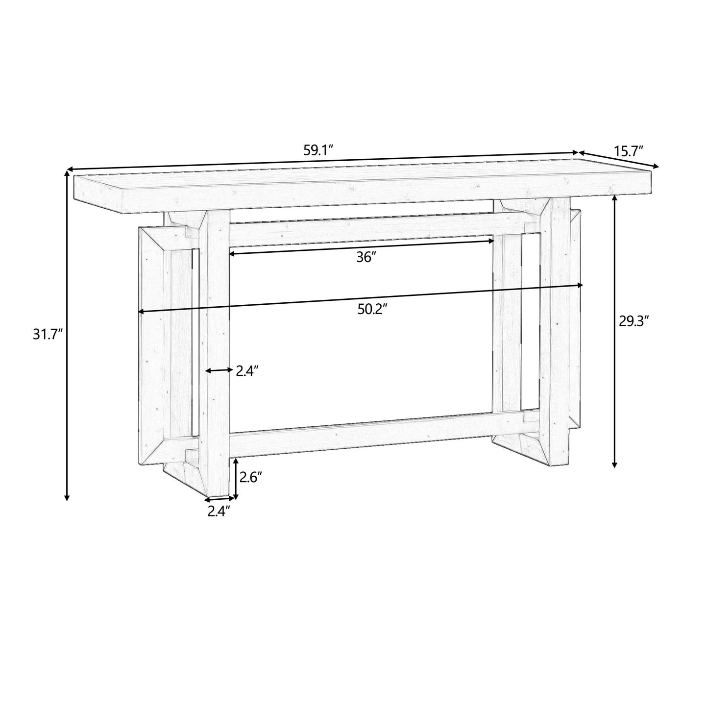 59" Luxury Style Modern Design Entry Table