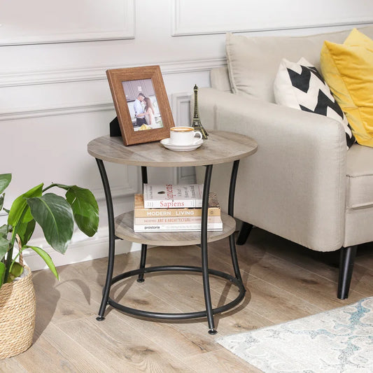 2-Tier Modern Minimalist Round End Table