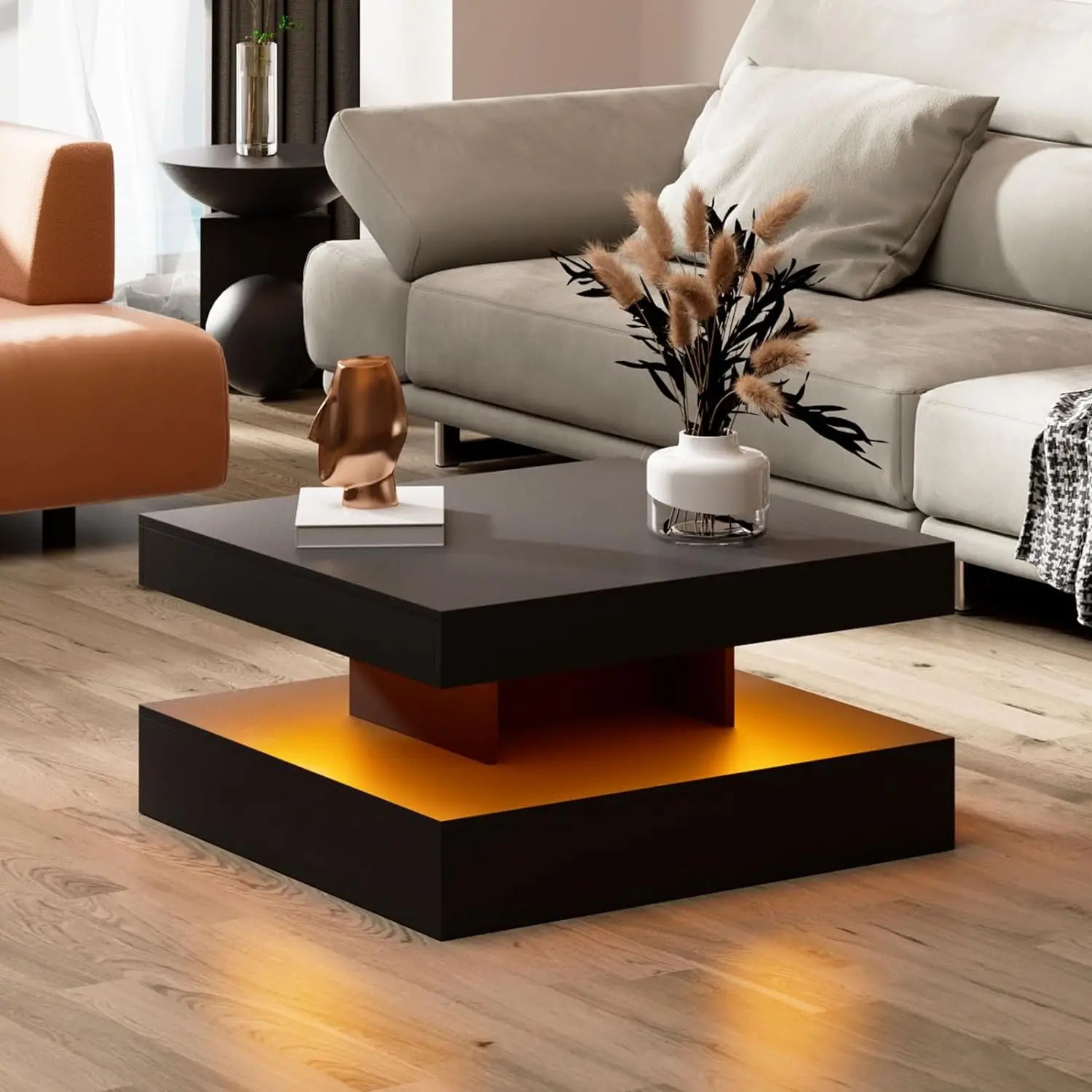 2-Tier Modern Minimalist Center Table w/ LED