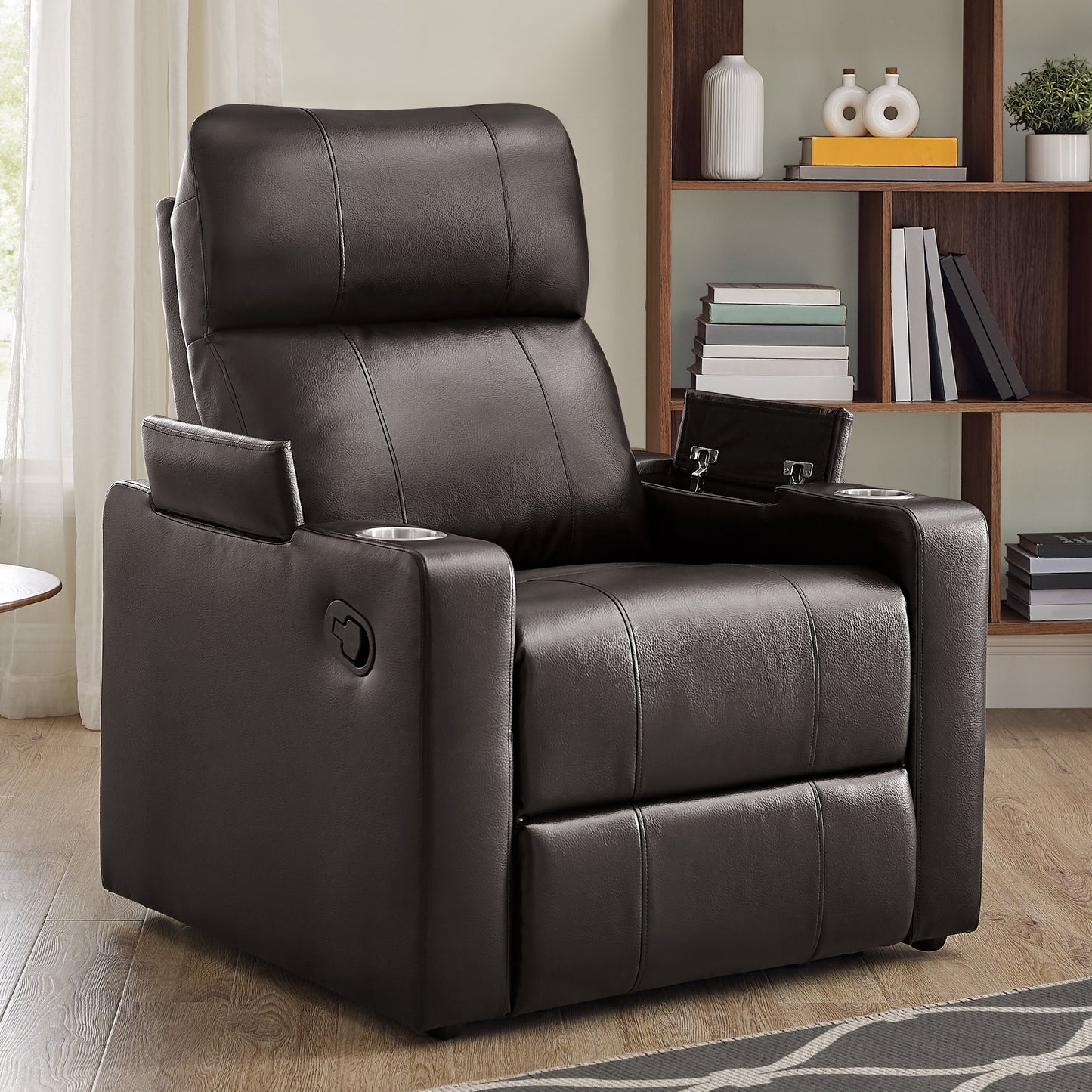 Home Theater Recliner Faux Leather w/ USB Charging Ports