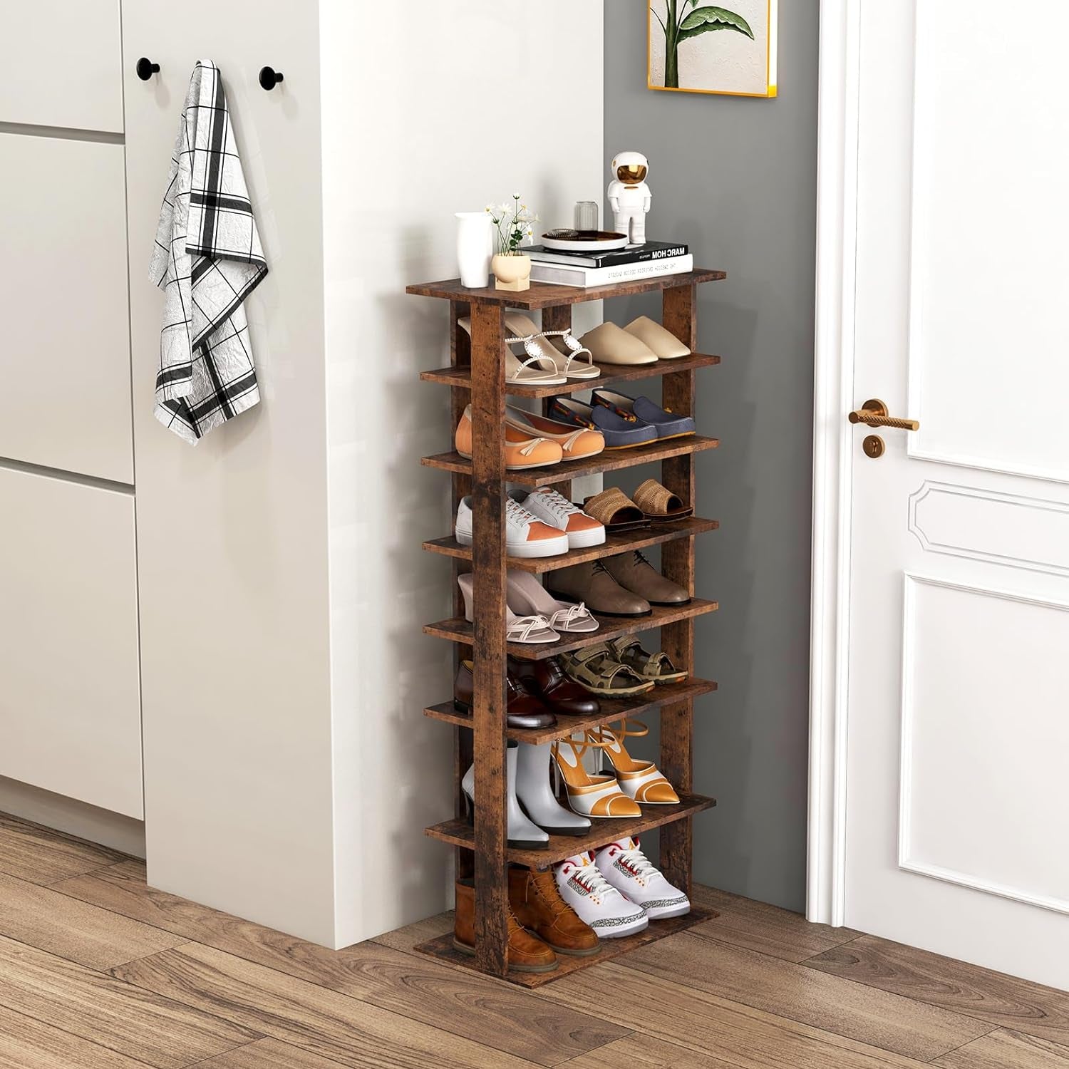 8-Tier Modern Style Vertical Entry Shoe Rack