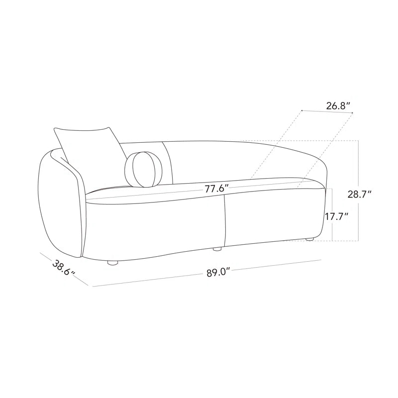 89'' High-End Living Modern Style Curved Sofa