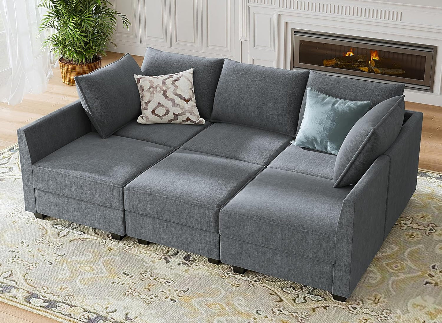 High-End U-Shaped Reversible Modular Couch w/ Storage