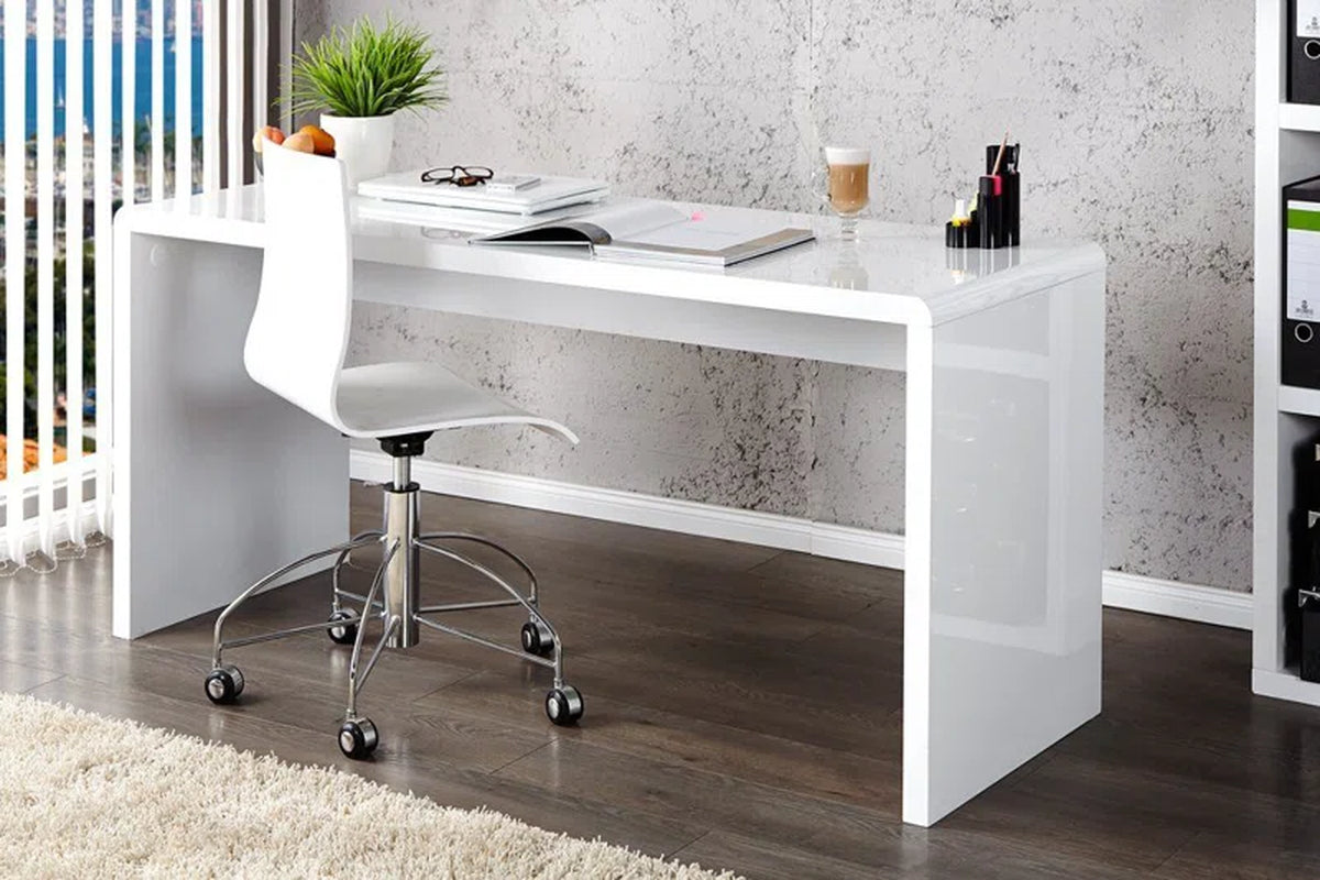 47" Stylish Modern High Gloss White Desk