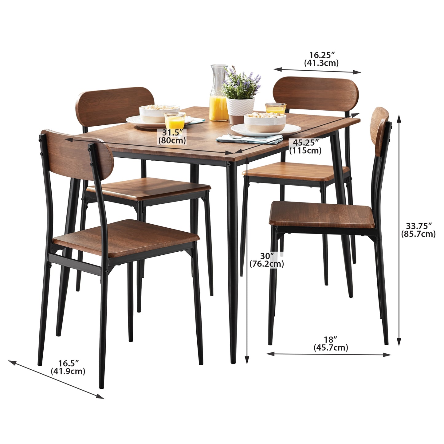 5-Piece Modern Wood Breakfast/Dining Room Set