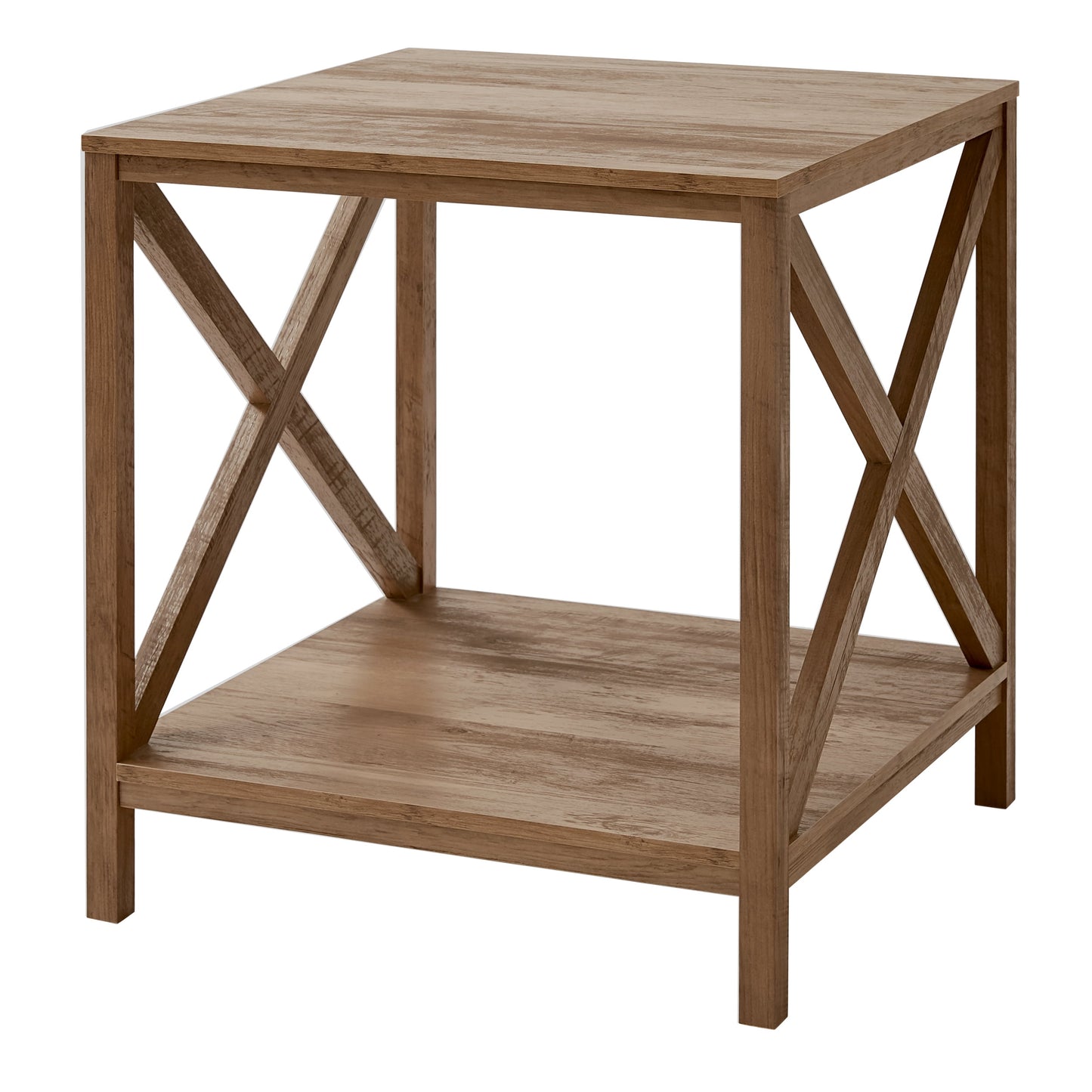 20" 2-Tier Modern Square Wood Side Table